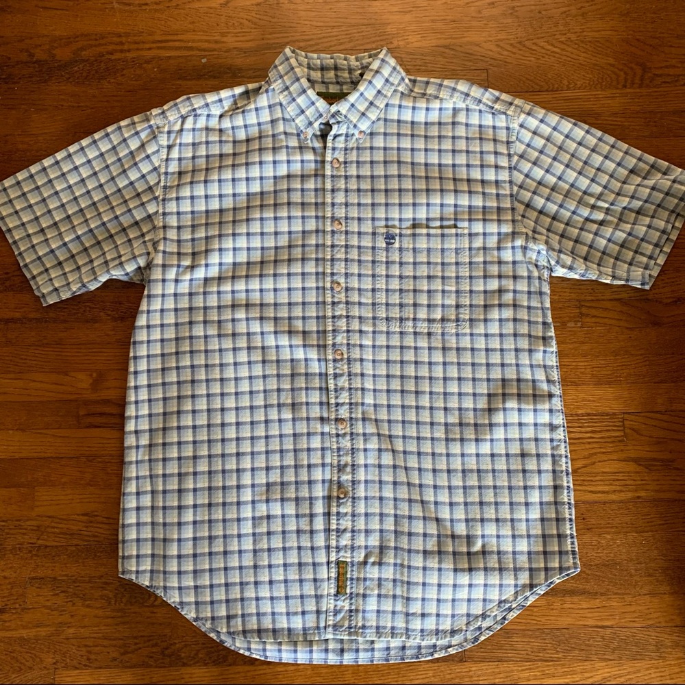Timberland Plaid Cotton Short Sleeve Shirt Size Large